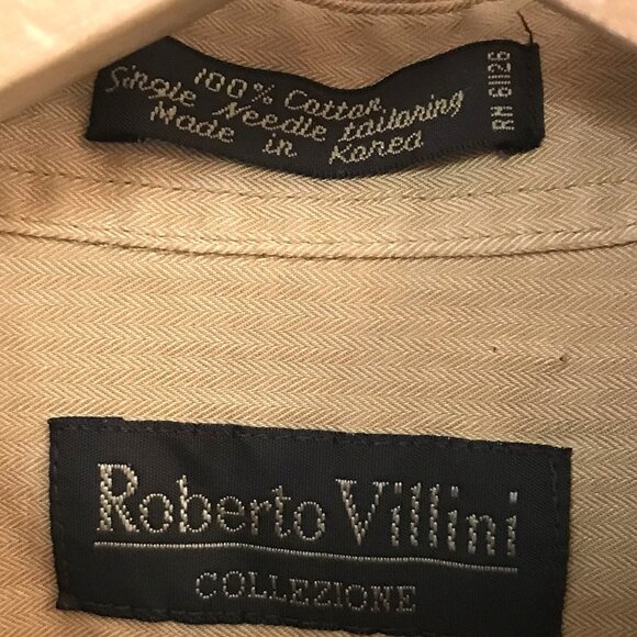 Roberto Villini Button-Down Shirt: Long Sleeves Autumn Gold, Men’s Size 17 34-35 - Picture 7 of 9